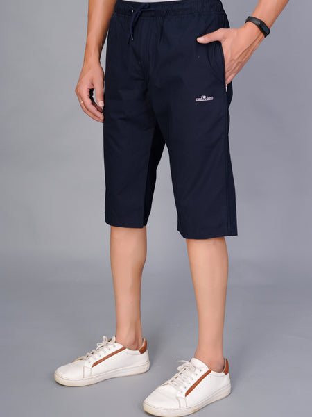 Men’s Premium  Solid Capri Pants – Navy Blue