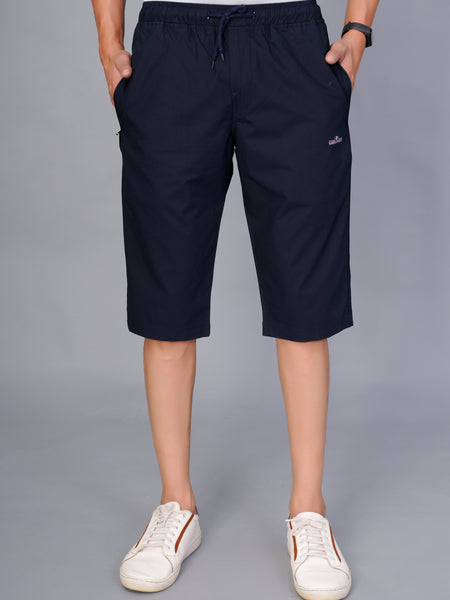 Men’s Premium  Solid Capri Pants – Navy Blue