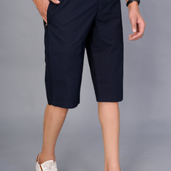 Men’s Premium  Solid Capri Pants – Navy Blue