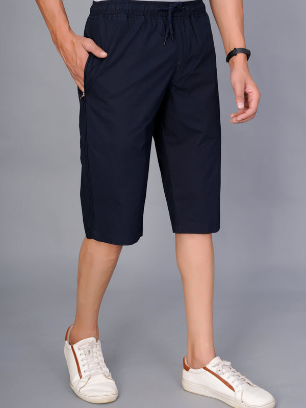 Men’s Premium  Solid Capri Pants – Navy Blue