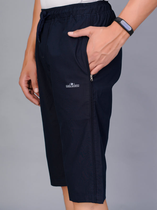 Men’s Premium  Solid Capri Pants – Navy Blue