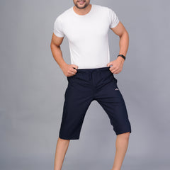 Men’s Premium  Solid Capri Pants – Navy Blue