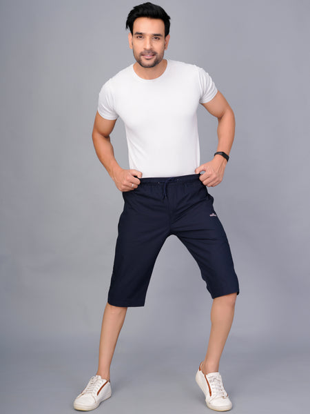 Men’s Premium  Solid Capri Pants – Navy Blue