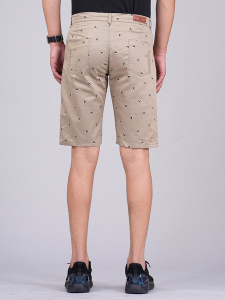 Men's Premium Satin Printed Cargo Capri Shorts – Beige