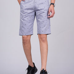 Men's Premium Satin Printed Cargo Capri Shorts – Light Blue