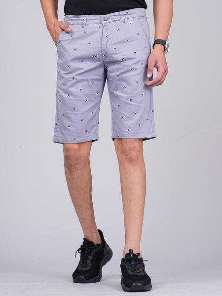Men's Premium Satin Printed Cargo Capri Shorts – Light Blue