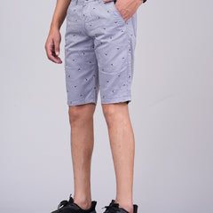 Men's Premium Satin Printed Cargo Capri Shorts – Light Blue