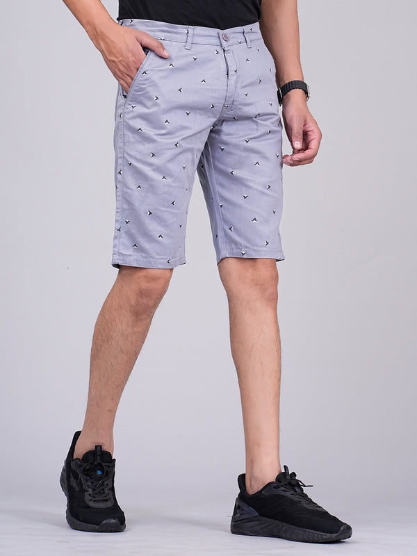 Men's Premium Satin Printed Cargo Capri Shorts – Light Blue