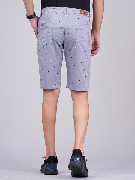 Men's Premium Satin Printed Cargo Capri Shorts – Light Blue