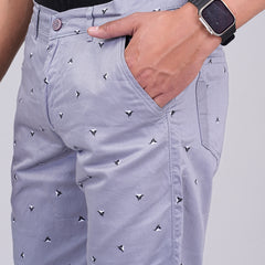 Men's Premium Satin Printed Cargo Capri Shorts – Light Blue