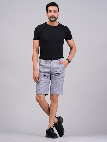 Men's Premium Satin Printed Cargo Capri Shorts – Light Blue