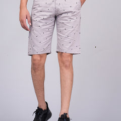 Men's Premium Satin Printed Cargo Capri Shorts  – Light Gray