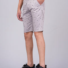 Men's Premium Satin Printed Cargo Capri Shorts  – Light Gray