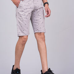 Men's Premium Satin Printed Cargo Capri Shorts  – Light Gray