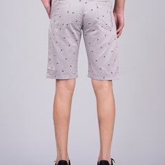 Men's Premium Satin Printed Cargo Capri Shorts  – Light Gray