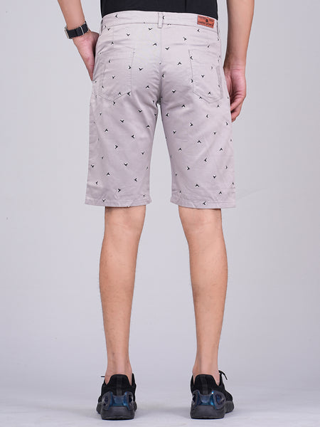 Men's Premium Satin Printed Cargo Capri Shorts  – Light Gray
