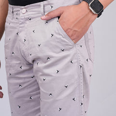 Men's Premium Satin Printed Cargo Capri Shorts  – Light Gray