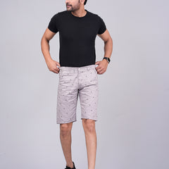 Men's Premium Satin Printed Cargo Capri Shorts  – Light Gray