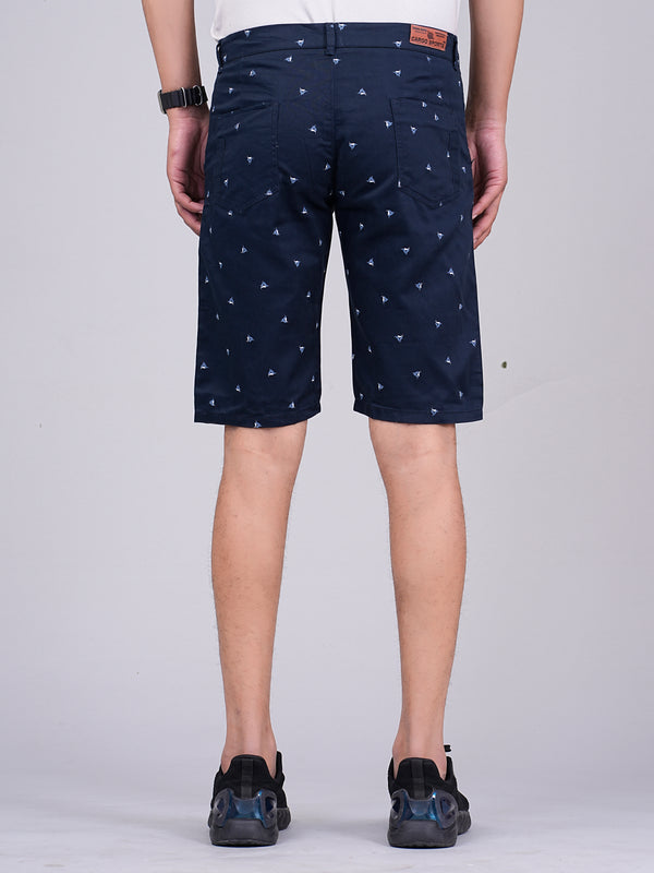 Men's Premium Satin Printed Cargo Capri Shorts – Navy Blue