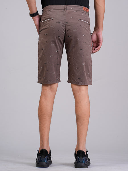 Men's Premium Satin Printed Cargo Capri Shorts  – Brown