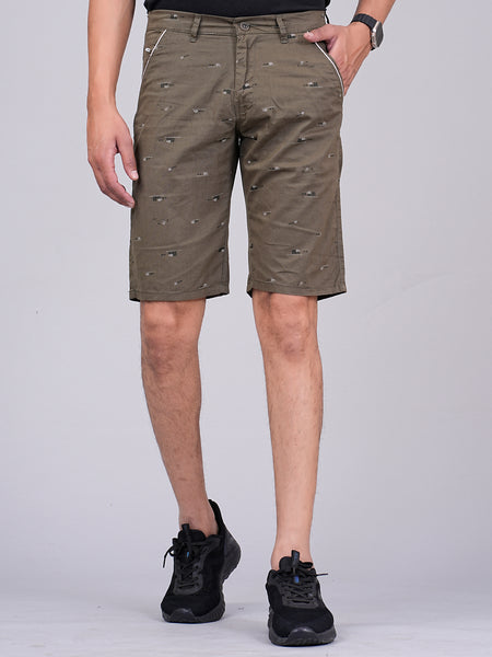 Men's Premium Satin Printed Cargo Capri Shorts – Green