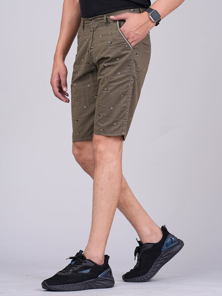 Men's Premium Satin Printed Cargo Capri Shorts – Green