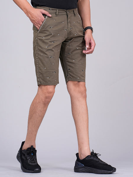 Men's Premium Satin Printed Cargo Capri Shorts – Green