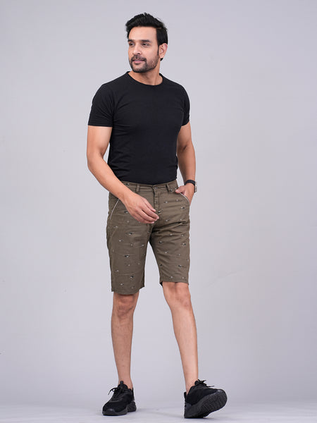 Men's Premium Satin Printed Cargo Capri Shorts – Green