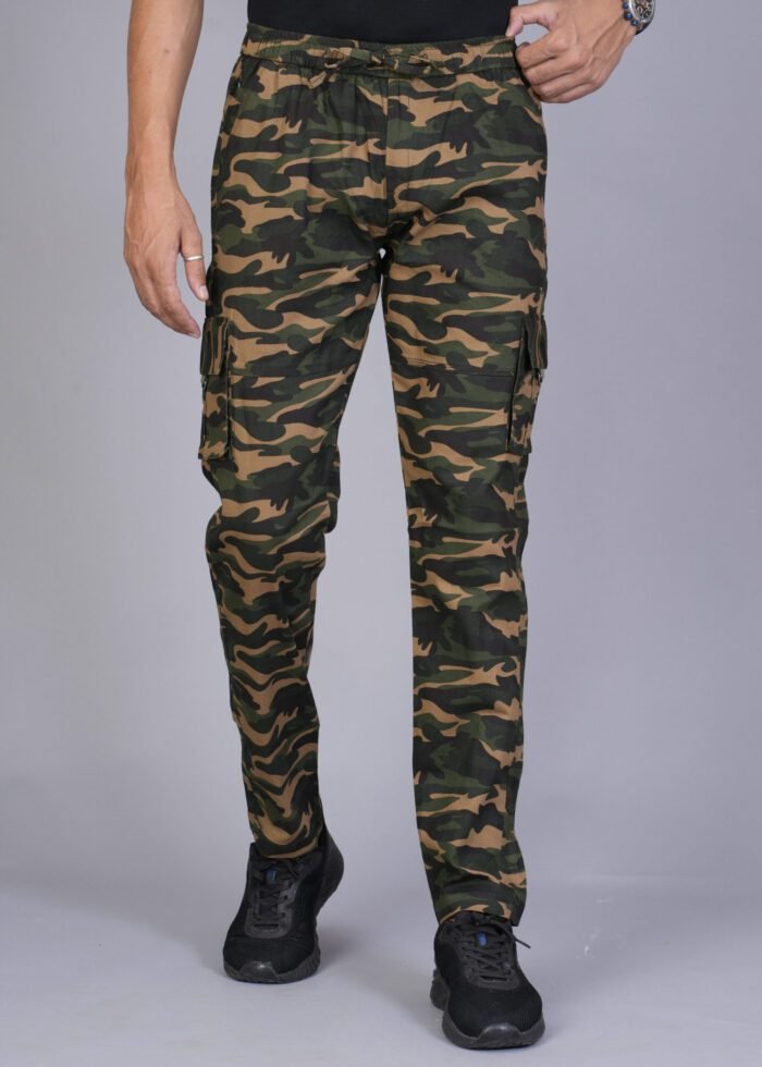 Cargo Sports Men Military Print Cotton Brown Cargo Pant - Image 1