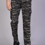 Men Military Print Cotton Grey Cargo Pant