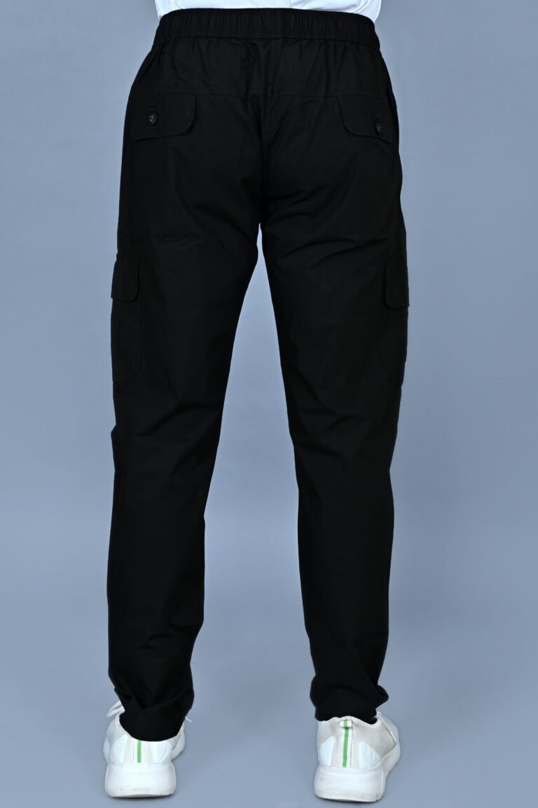 Cargo Sports Men Solid Cotton  Black Cargo Pant - Image 4