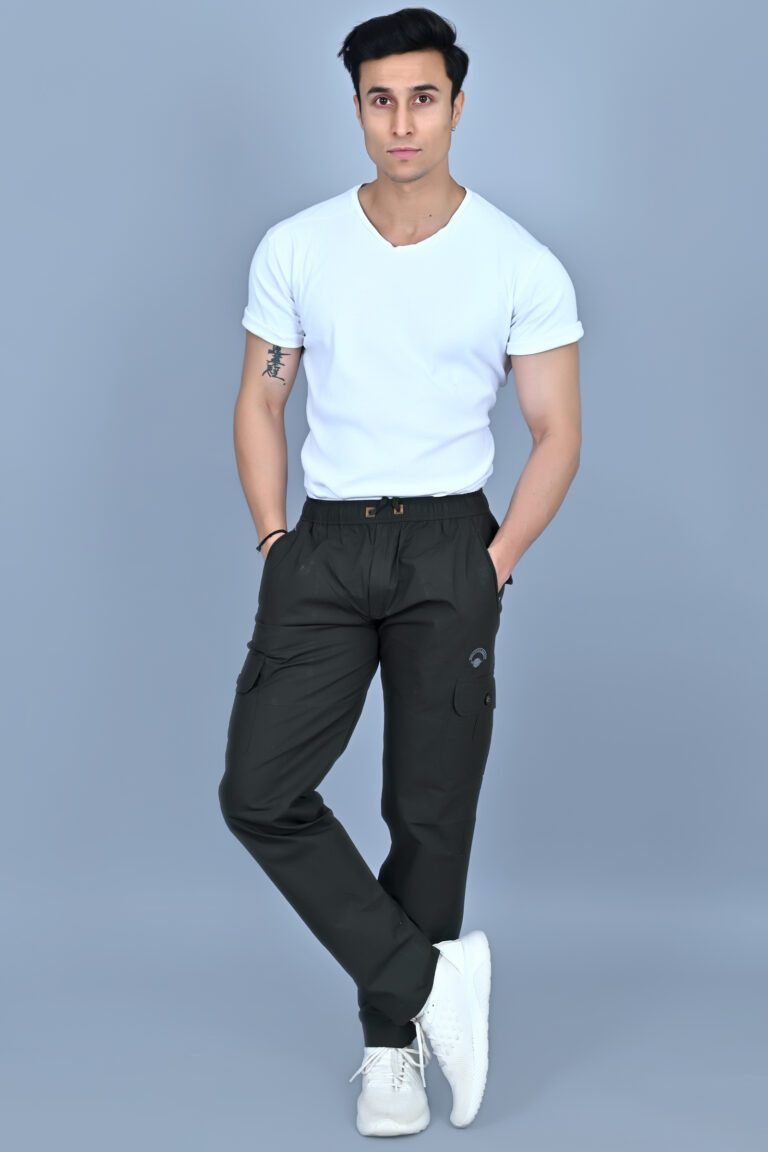 Cargo Sports Men Solid Cotton Dark Green Cargo Pant - Image 6