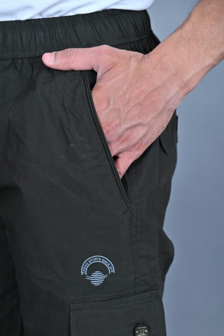 Cargo Sports Men Solid Cotton Dark Green Cargo Pant - Image 3