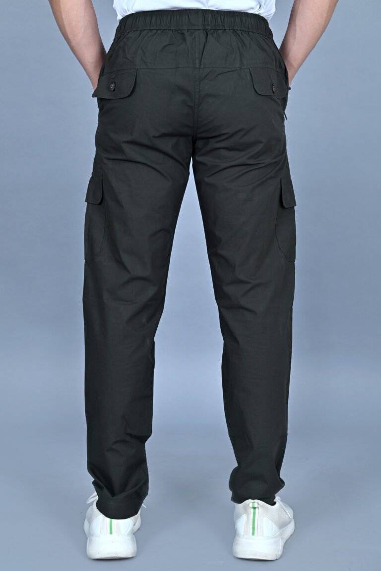 Cargo Sports Men Solid Cotton Dark Green Cargo Pant - Image 4