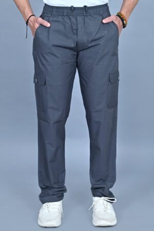 Cargo Sports Men Solid Cotton Dark Grey Cargo Pant