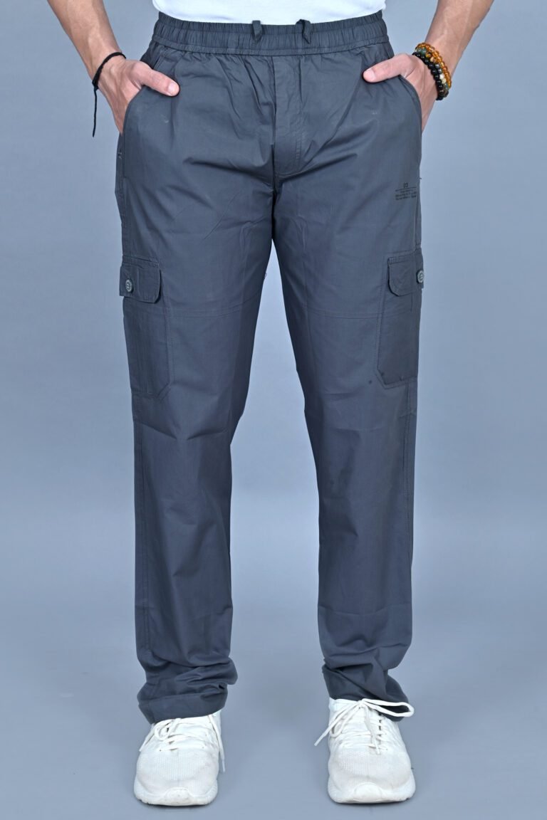 Cargo Sports Men Solid Cotton Dark Grey Cargo Pant - Image 1