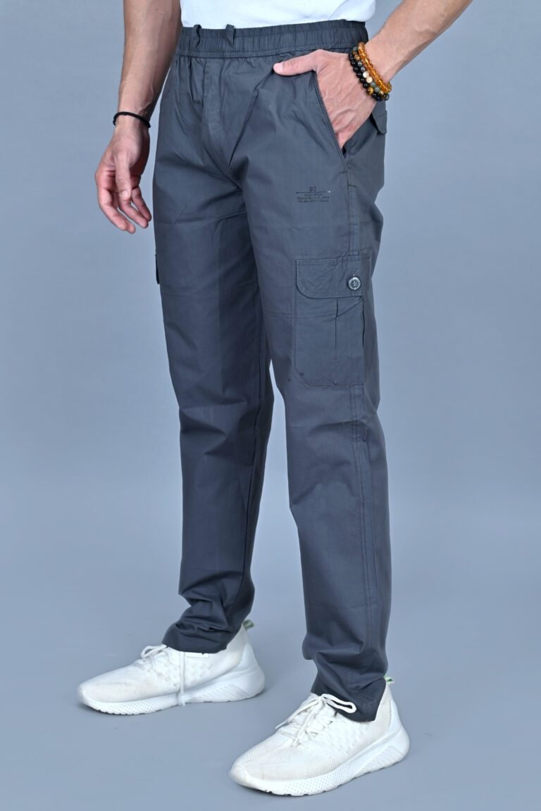 Cargo Sports Men Solid Cotton Dark Grey Cargo Pant - Image 2