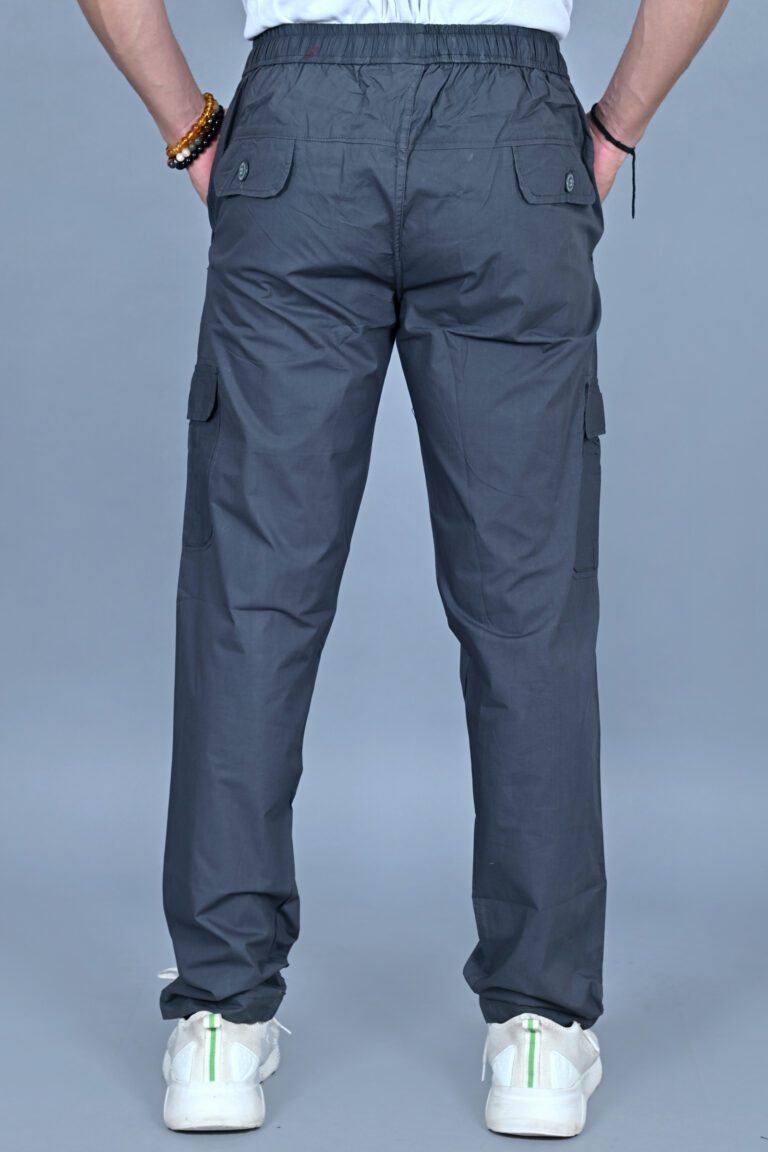 Cargo Sports Men Solid Cotton Dark Grey Cargo Pant - Image 4