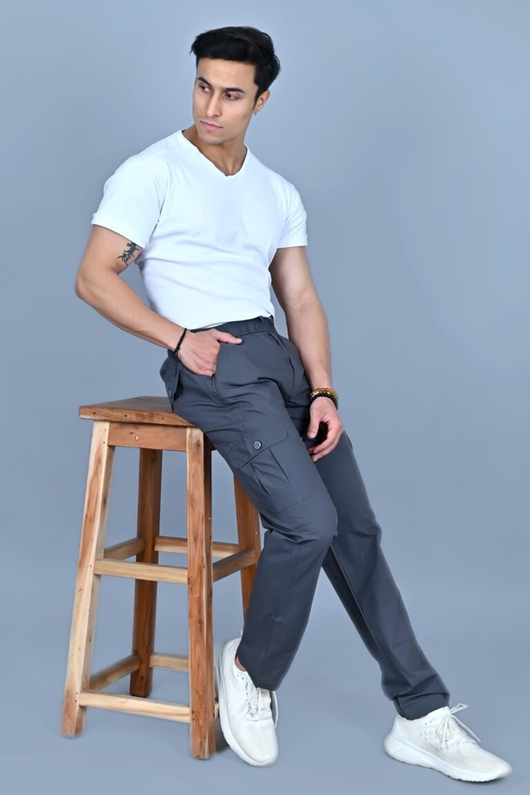 Cargo Sports Men Solid Cotton Dark Grey Cargo Pant - Image 6