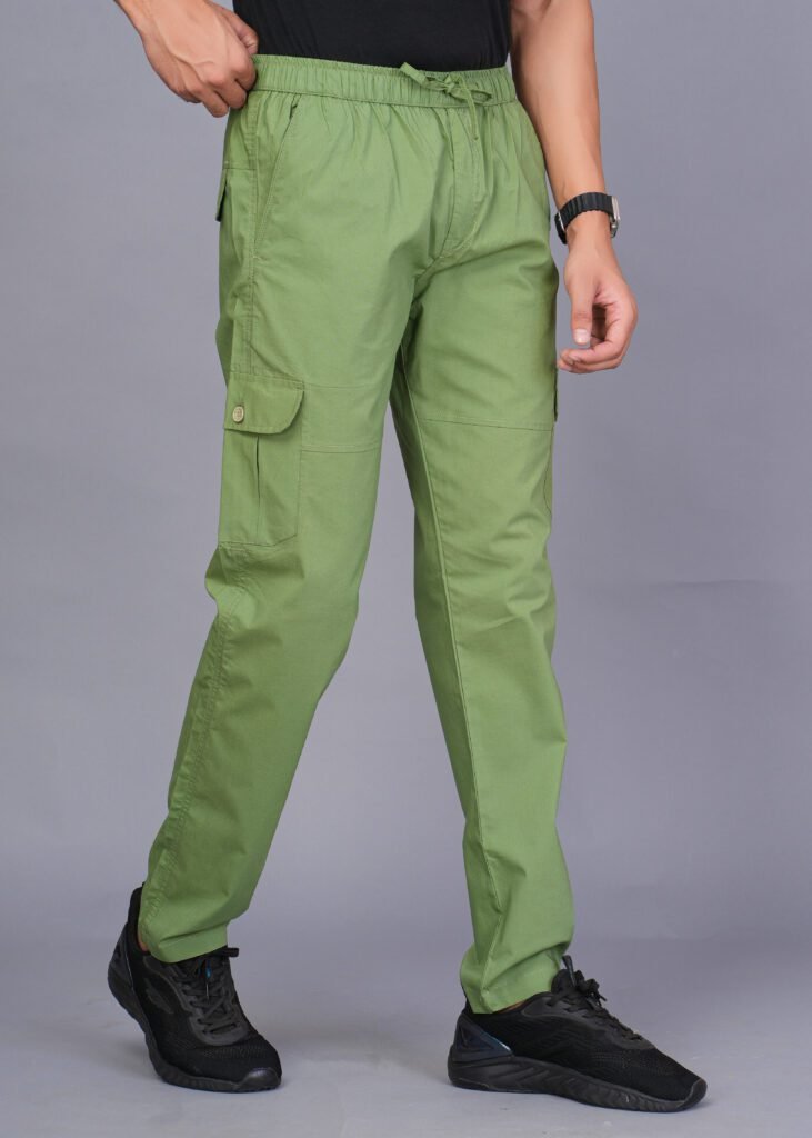 Cargo Sports Men's Solid Cotton Green Cargo Pant - Image 4