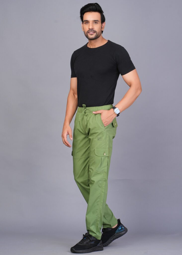 Cargo Sports Men's Solid Cotton Green Cargo Pant - Image 5
