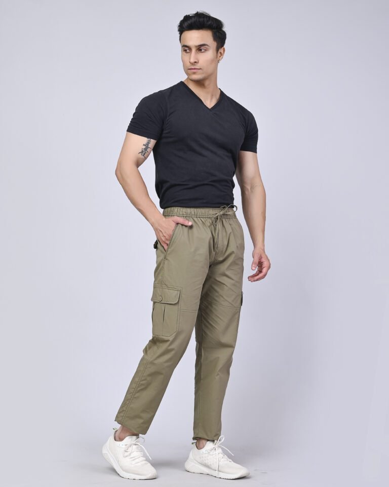 Cargo Sports Men Solid Cotton Light Green Cargo Pant - Image 5
