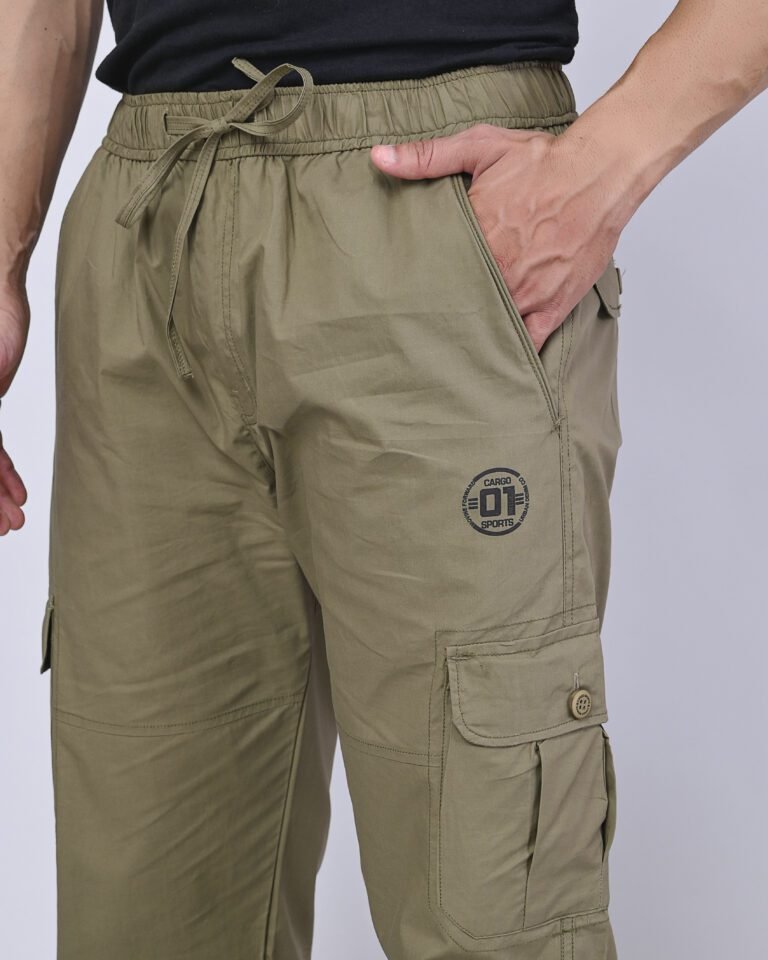 Cargo Sports Men Solid Cotton Light Green Cargo Pant - Image 3
