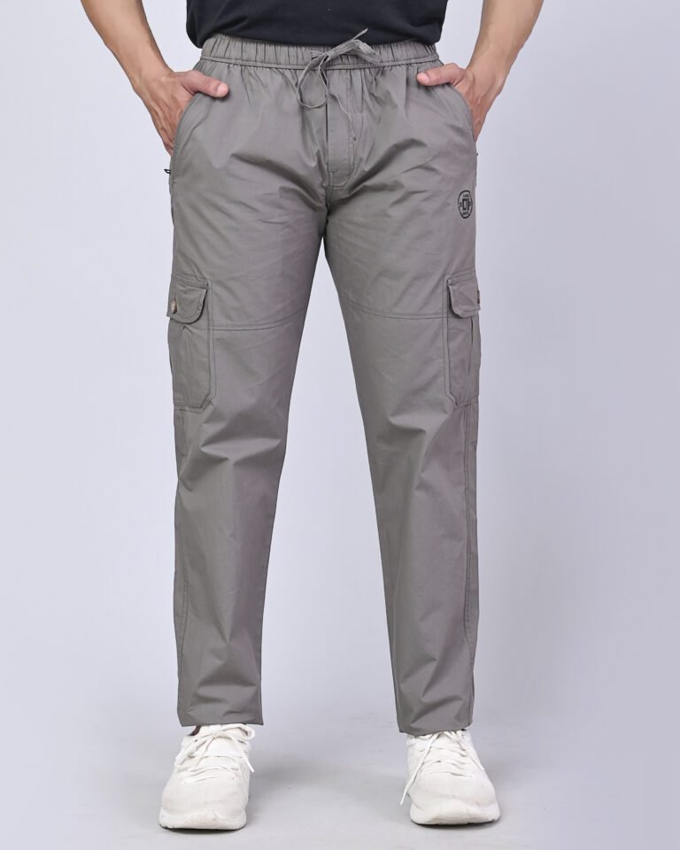 Cargo Sports Men Solid Cotton Light Grey Cargo Pant
