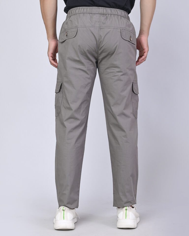 Cargo Sports Men Solid Cotton Light Grey Cargo Pant - Image 2