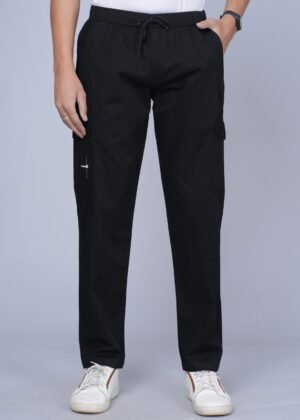 Cargo Sports Men Solid Cotton Black Cargo Pant