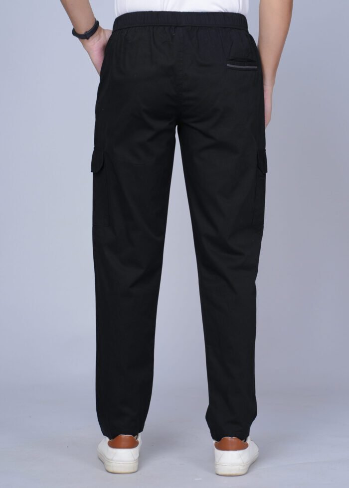 Cargo Sports Men Solid Cotton Black Cargo Pant - Image 4