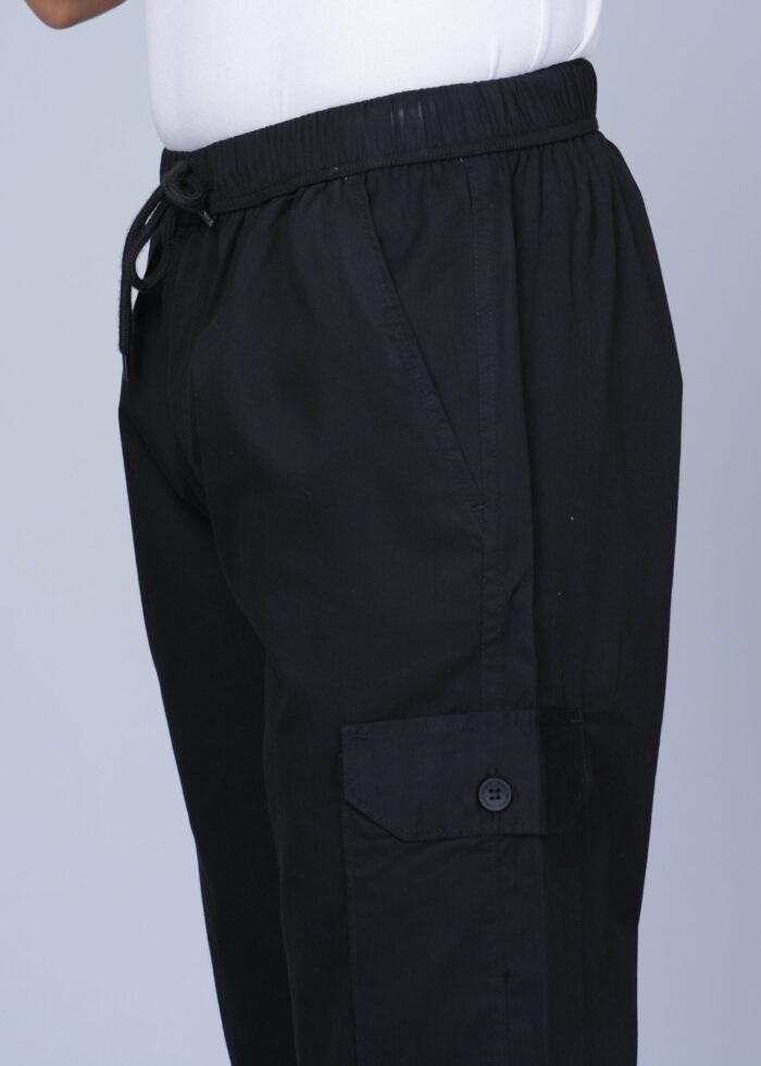Cargo Sports Men Solid Cotton Black Cargo Pant - Image 5