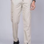 Cargo Sports Men Solid Cotton Cream Cargo Pant