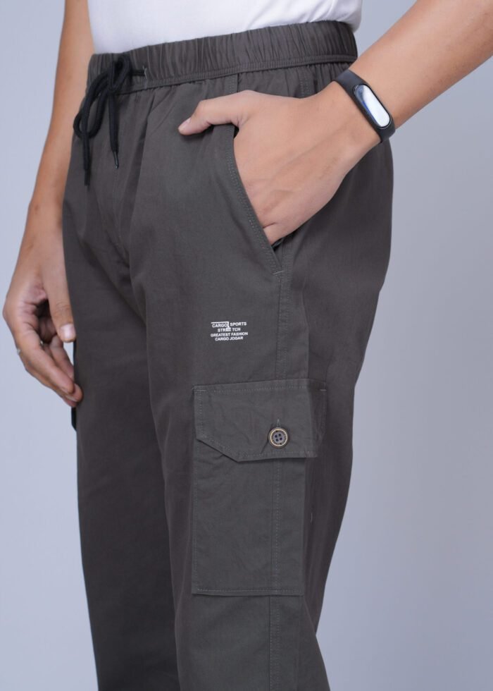 Cargo Sports Men Solid Cotton Dark Green Cargo Pant - Image 5